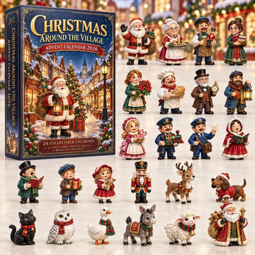 Christmas Around The Village Advent Calendar 2026 - 24-Day Countdown, Acrylic Charms