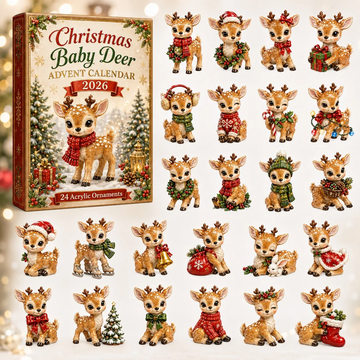 Christmas Baby Deer Advent Calendar 2026 - 24-Day Countdown, Acrylic Charms Every Day Bring New Suprises