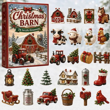 Christmas Barn Holly Advent Calendar 2026 - 24-Day Countdown, Acrylic Charms Every Day Bring New Suprises