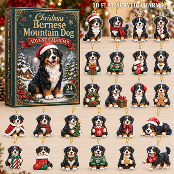 Christmas Bernese Mountain Dog Advent Calendar 2026 24 Day Festive Countdown Acrylic Charms Blind Box Gift For Bernese Mountain Dog Lovers