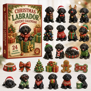 Christmas Black Labrador Advent Calendar 2026 - 24-Day Countdown, Acrylic Charms Every Day Bring New Suprises