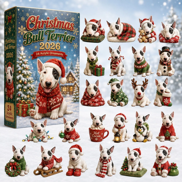 Christmas Bull Terrier Advent Calendar 2026 - 24-Day Countdown, Acrylic Charms Every Day Bring New Suprises