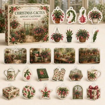 Christmas Cactus Advent Calendar 2026 - 24-Day Countdown, Acrylic Charms