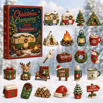 Christmas Camping Advent Calendar 2026 - 24-Day Countdown, Acrylic Charms Every Day Bring New Suprises