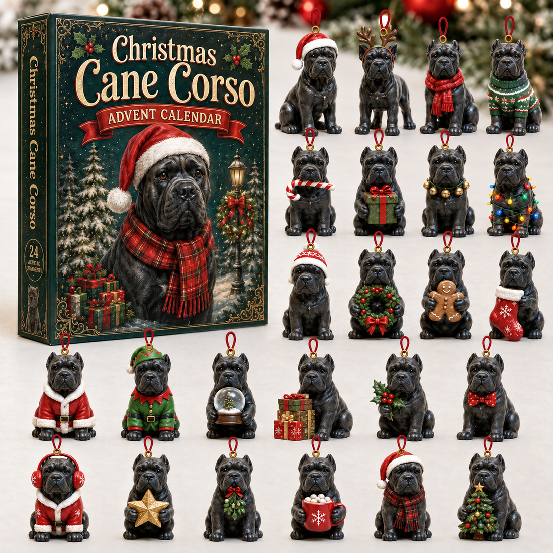 Christmas Cane Corso Advent Calendar 2026 24 Day Festive Countdown Acrylic Charms Blind Box Gift For Cane Corso Lovers