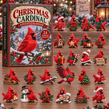 Christmas Cardinal Snowy Branch Advent Calendar 2026 - 24-Day Countdown, Acrylic Charms