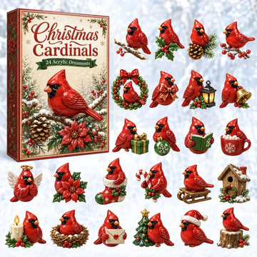 Christmas Cardinals Advent Calendar 2026 - 24-Day Countdown, Acrylic Charms Every Day Bring New Suprises