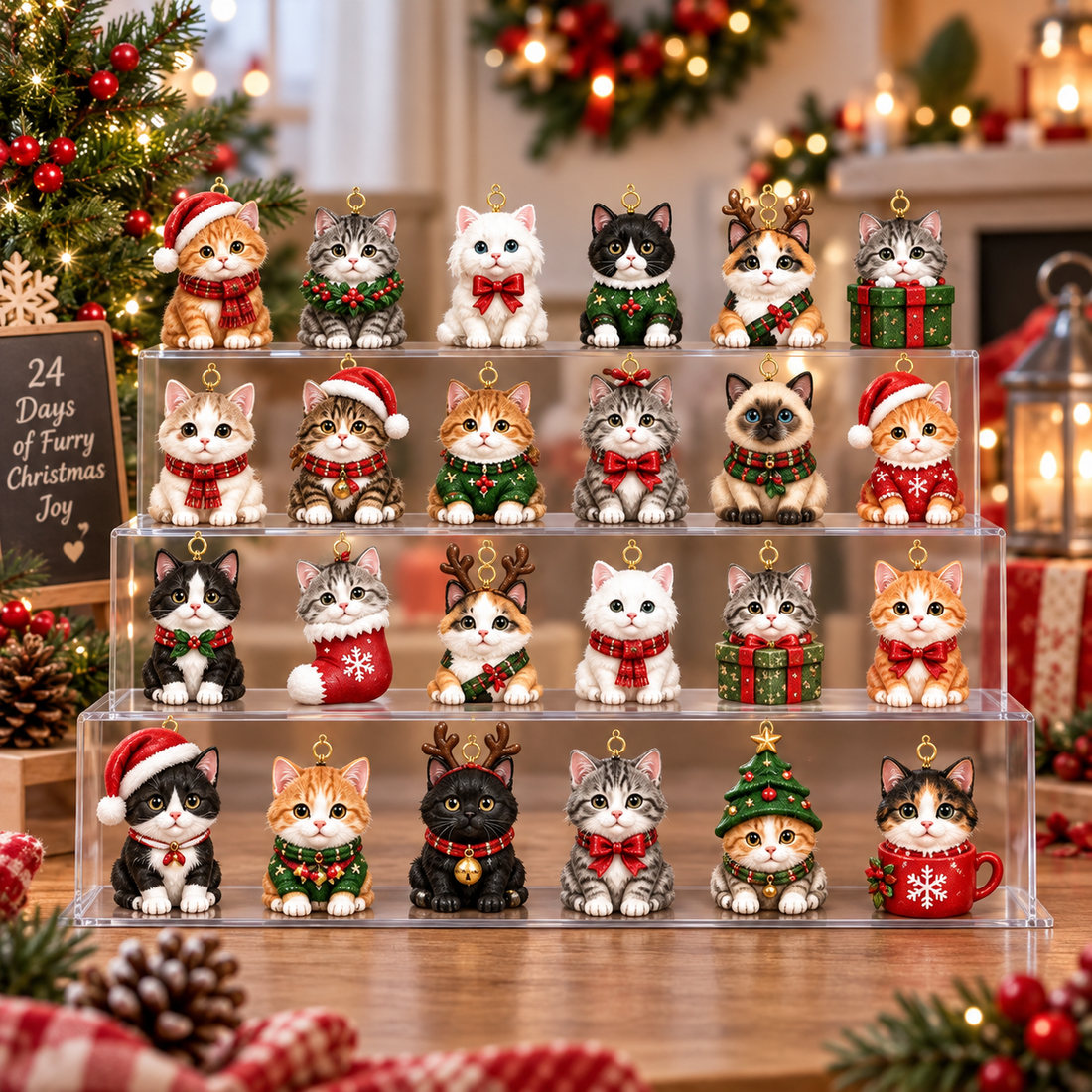 Christmas Cat Advent Calendar 24 Days Of Furry Cat Lover Gift Seasonal Ornament Decor Pet Family Keepsake Christmas Ornament Gift 2026