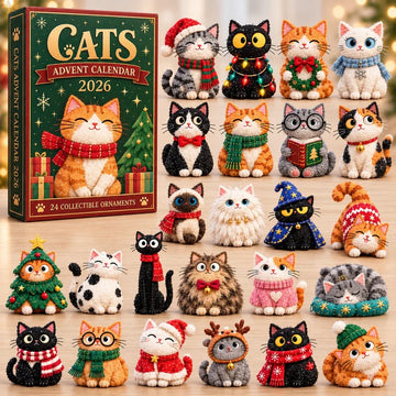 Christmas Cat Collection Advent Calendar 2026 - 24-Day Countdown, Acrylic Charms