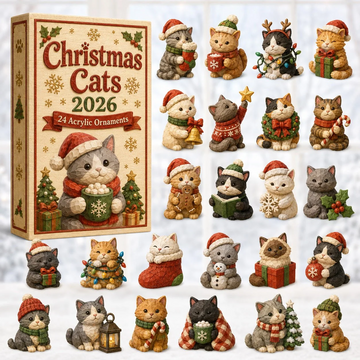 Christmas Cat House Advent Calendar 2026 - 24-Day Countdown, Acrylic Charms Every Day Bring New Suprises