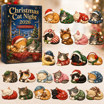 Christmas Cat Night Advent Calendar 2026 - 24-Day Countdown, Acrylic Charms Every Day Bring New Suprises