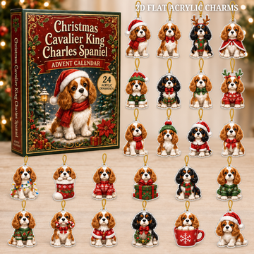 Christmas Cavalier King Charles Spaniel Advent Calendar 2026 24 Day Festive Countdown Acrylic Charms Blind Box Gift For Dog Lovers
