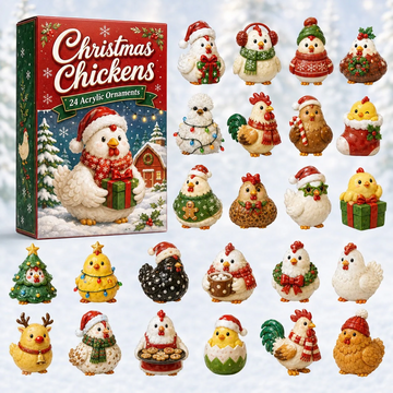Christmas Chickens Advent Calendar 2026 - 24-Day Countdown, Acrylic Charms Every Day Bring New Suprises