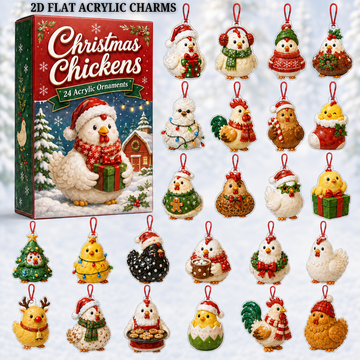 Christmas Chickens Advent Calendar 2026 24 Day Festive Countdown Acrylic Charms Blind Box Gift For Farmers Chicken Lovers
