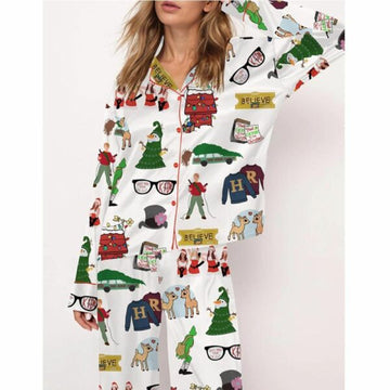 Christmas Classics Satin Pajama Set For Women