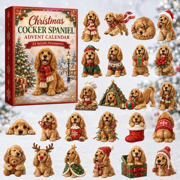 Christmas Cocker Spaniel Advent Calendar 2026 - 24-Day Countdown, Acrylic Charms Every Day Bring New Suprises