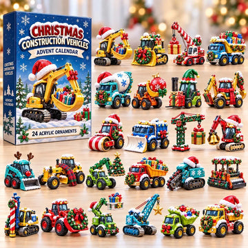 Christmas Construction Crew Advent Calendar 2026 - 24-Day Countdown, Acrylic Charms