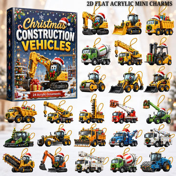 Christmas Construction Vehicles Advent Calendar 2026 24 Day Festive Countdown Acrylic Charms Blind Box Gift For Kids Family Friends