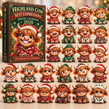 Christmas Cow Expressions Advent Calendar 2026 - 24-Day Countdown, Acrylic Charms