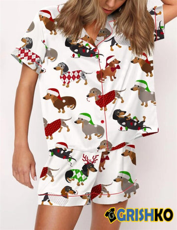 Christmas Dachshund Satin Pajama Set