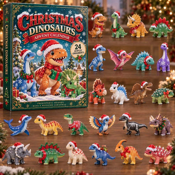 Christmas Dinosaurs Advent Calendar 2026 - 24-Day Countdown, Acrylic Charms
