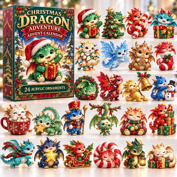 Christmas Dragon Adventure Baby Dragons Advent Calendar 2026 - 24-Day Countdown, Acrylic Charms