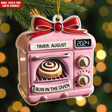 Christmas Expecting Baby Bun In Oven Personalized 2D Flat Acrylic Ornament Mom To Be Ornament New Baby Gift