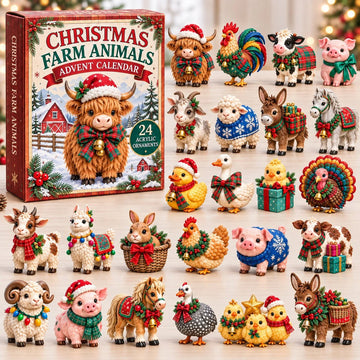 Christmas Farm Animals advent calendar 2026 - 24-Day Countdown, Acrylic Charms