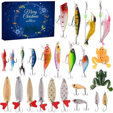 Christmas Fishing Lures Advent Calendar 24 Days Fishing Bait Hooks Advent Calendar Festival Theme Xmas Surprise Gift