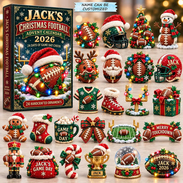 Christmas Football Cheer Advent Calendar 2026 - 24-Day Countdown, Acrylic Charms