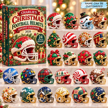 Christmas Football Helmet Advent Calendar 2026 - 24-Day Countdown, Acrylic Charms
