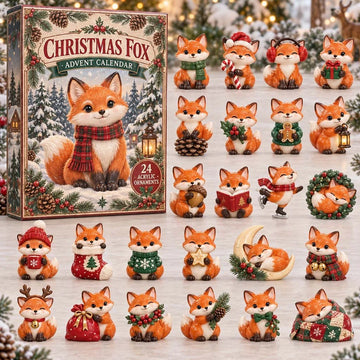 Christmas Fox Plaid Scarf Advent Calendar 2026 - 24-Day Countdown, Acrylic Charms