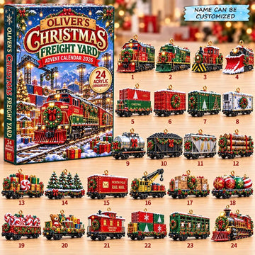 Christmas Freight Yard Advent Calendar 2026 - 24-Day Countdown, Acrylic Charms