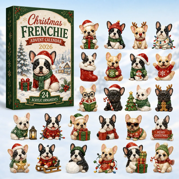 Christmas Frenchie Advent Calendar 2026 - 24-Day Countdown, Acrylic Charms Every Day Bring New Suprises