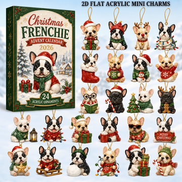 Christmas Frenchie Advent Calendar 2026 24 Day Festive Countdown Acrylic Charms Blind Box Gift For French Bulldog Lovers