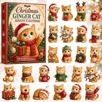 Christmas Ginger Cat Advent Calendar 2026 - 24-Day Countdown, Acrylic Charms Every Day Bring New Suprises
