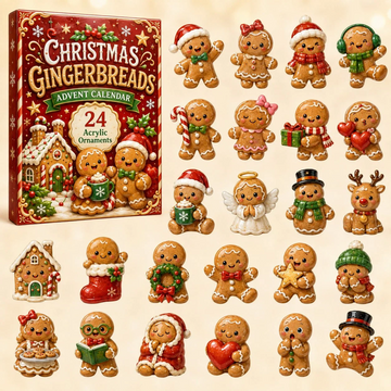 Christmas Gingerbreads Advent Calendar 2026 - 24-Day Countdown, Acrylic Charms Every Day Bring New Suprises