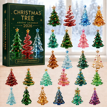 Christmas Glass Tree Advent Calendar 2026 - 24-Day Countdown, Acrylic Charms Every Day Bring New Suprises
