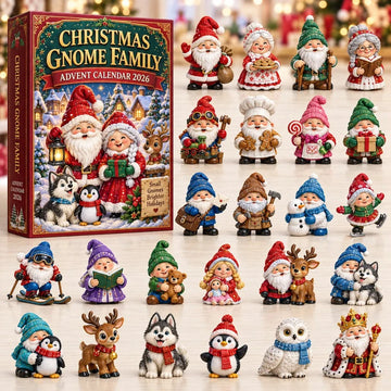Christmas Gnome Family Advent Calendar 2026 - 24-Day Countdown, Acrylic Charms