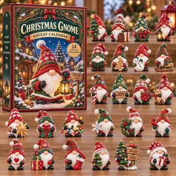Christmas Gnome Shelf Advent Calendar 2026 - 24-Day Countdown, Acrylic Charms