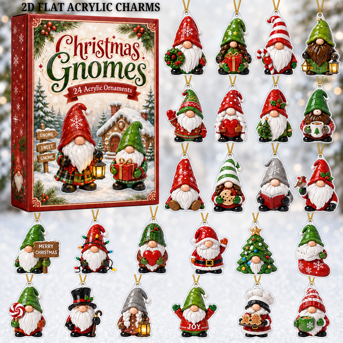 Christmas Gnomes Advent Calendar 2026 24 Day Festive Countdown Acrylic Charms Blind Box Gift For Family Members