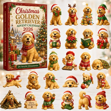 Christmas Golden Retriever Advent Calendar 2026 - 24-Day Countdown, Acrylic Charms Every Day Bring New Suprises