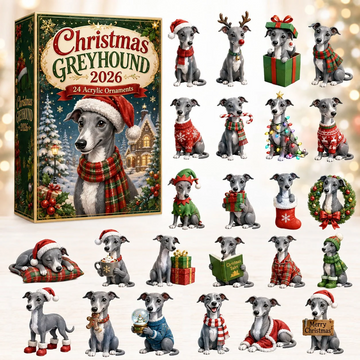 Christmas Greyhound Advent Calendar 2026 - 24-Day Countdown, Acrylic Charms Every Day Bring New Suprises
