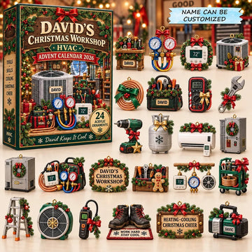Christmas HVAC Advent Calendar 2026 - 24-Day Countdown, Acrylic Charms