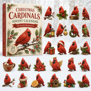 Christmas Holy Cardinals Advent Calendar 2026 - 24-Day Countdown, Acrylic Charms Every Day Bring New Suprises