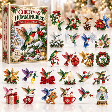 Christmas Hummingbird Advent Calendar 2026 - 24-Day Countdown, Acrylic Charms