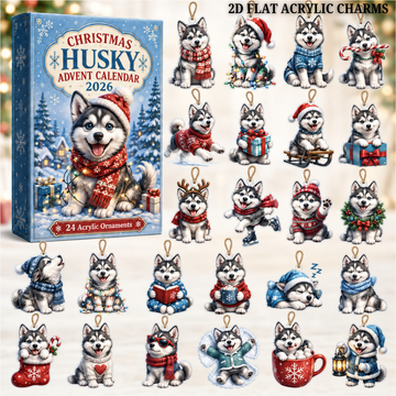 Christmas Husky Advent Calendar 2026 24 Day Festive Countdown Acrylic Charms Blind Box Gift For Husky Lovers