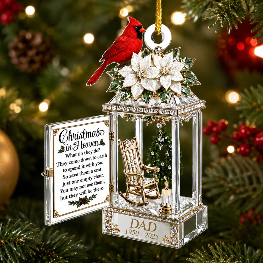 Christmas In Heaven In Loving Memory Of Our Beloved Personalized Acrylic Ornament Memorial Gift For Loss Of Loved One