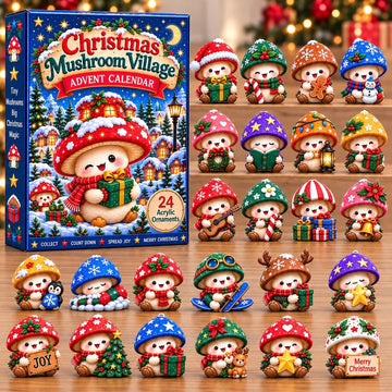 Christmas Mushroom Village Advent Calendar 2026 - 24-Day Countdown, Acrylic Charms