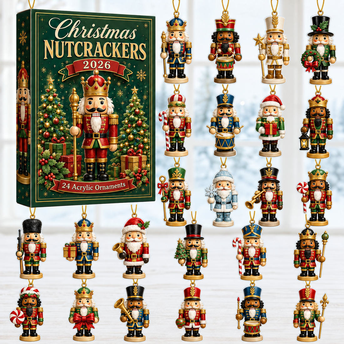Christmas Nutcrackers Green Advent Calendar 2026 24 Day Festive Countdown Acrylic Charms Blind Box Gift For Family Friends